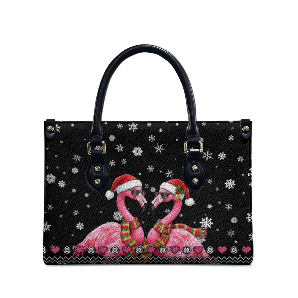 Flamingo Couple Christmas Leather Bag Xmas Holiday Patterns - Wonder Print Shop