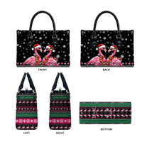 Flamingo Couple Christmas Leather Bag Xmas Holiday Patterns - Wonder Print Shop