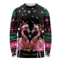 Flamingo Couple Christmas Long Sleeve Shirt Xmas Holiday Patterns - Wonder Print Shop