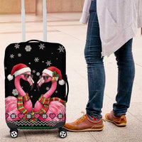 Flamingo Couple Christmas Luggage Cover Xmas Holiday Patterns - Wonder Print Shop