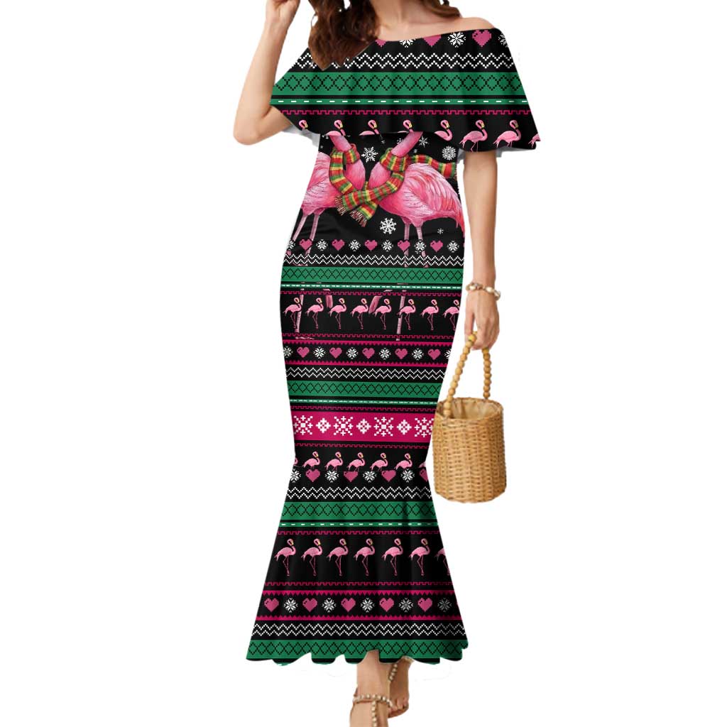 Flamingo Couple Christmas Mermaid Dress Xmas Holiday Patterns - Wonder Print Shop