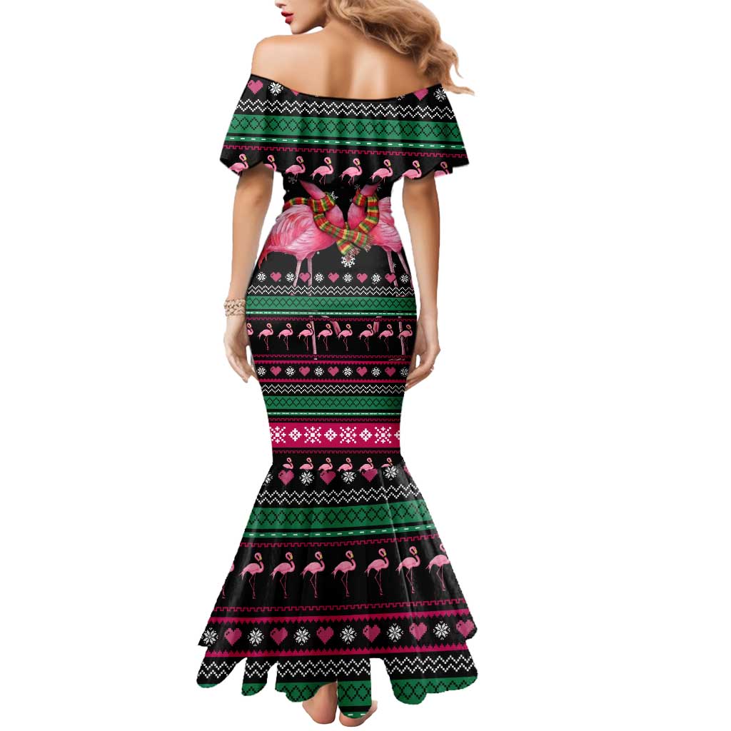 Flamingo Couple Christmas Mermaid Dress Xmas Holiday Patterns - Wonder Print Shop
