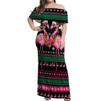Flamingo Couple Christmas Off Shoulder Maxi Dress Xmas Holiday Patterns - Wonder Print Shop