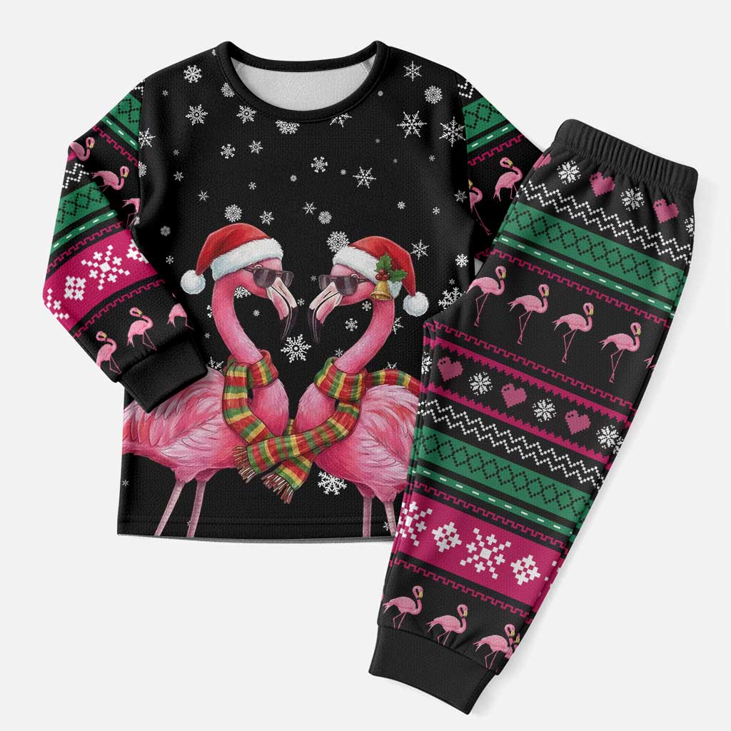 Flamingo Couple Christmas Pajama Set Xmas Holiday Patterns - Wonder Print Shop
