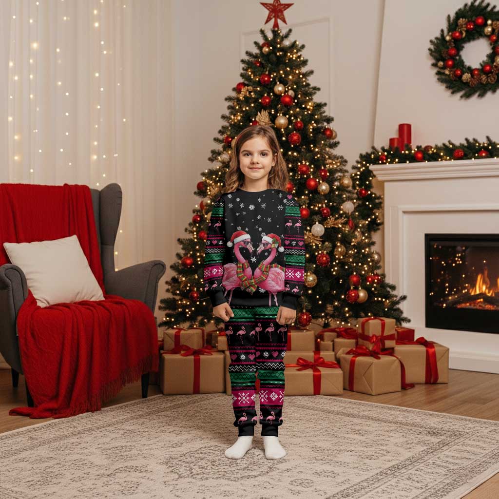 Flamingo Couple Christmas Pajama Set Xmas Holiday Patterns - Wonder Print Shop