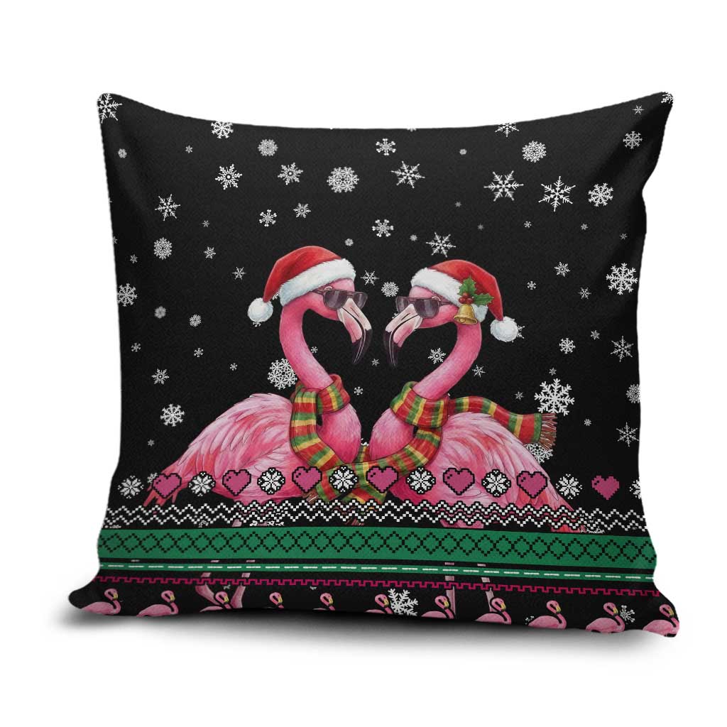 Flamingo Couple Christmas Pillow Cover Xmas Holiday Patterns - Wonder Print Shop