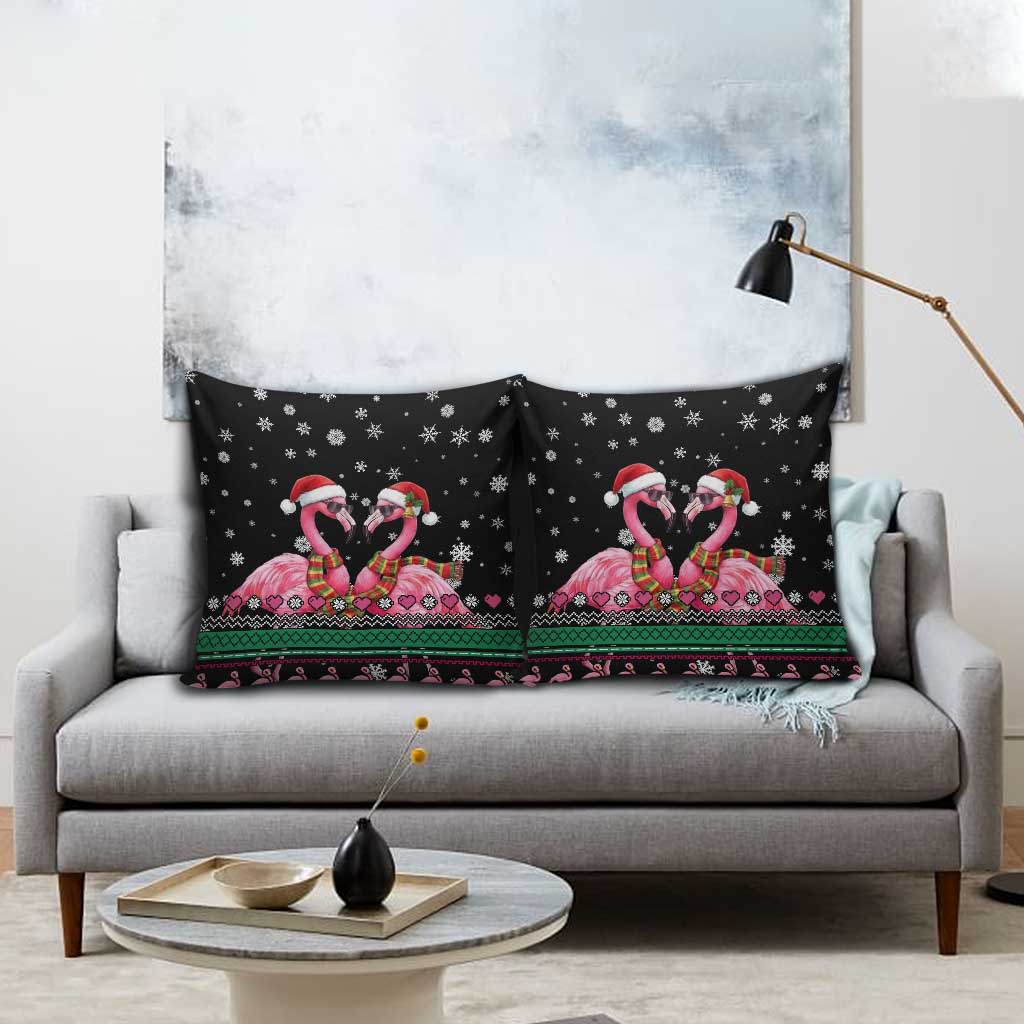 Flamingo Couple Christmas Pillow Cover Xmas Holiday Patterns - Wonder Print Shop