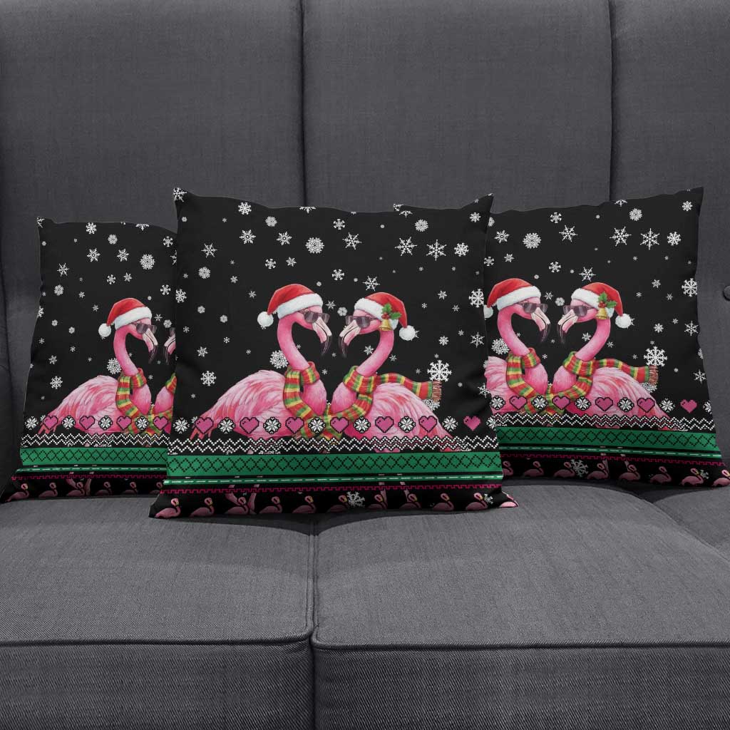 Flamingo Couple Christmas Pillow Cover Xmas Holiday Patterns - Wonder Print Shop