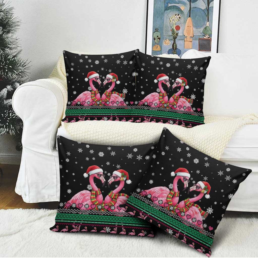 Flamingo Couple Christmas Pillow Cover Xmas Holiday Patterns - Wonder Print Shop