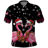 Flamingo Couple Christmas Polo Shirt Xmas Holiday Patterns - Wonder Print Shop
