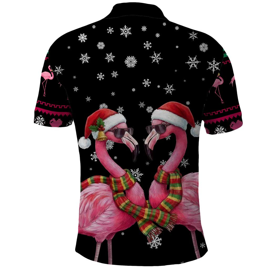 Flamingo Couple Christmas Polo Shirt Xmas Holiday Patterns - Wonder Print Shop