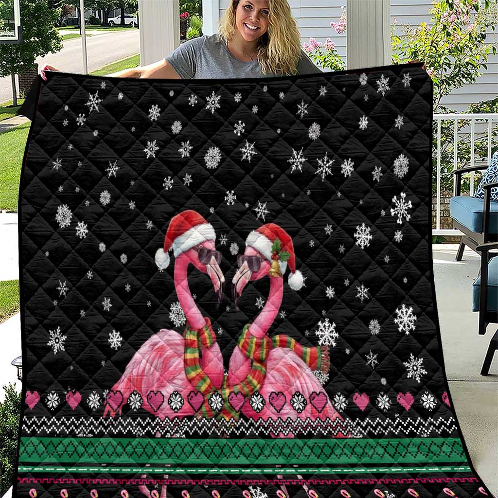 Flamingo Couple Christmas Quilt Xmas Holiday Patterns - Wonder Print Shop