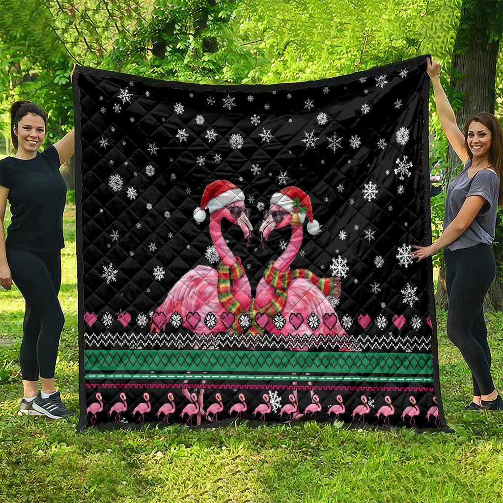 Flamingo Couple Christmas Quilt Xmas Holiday Patterns - Wonder Print Shop