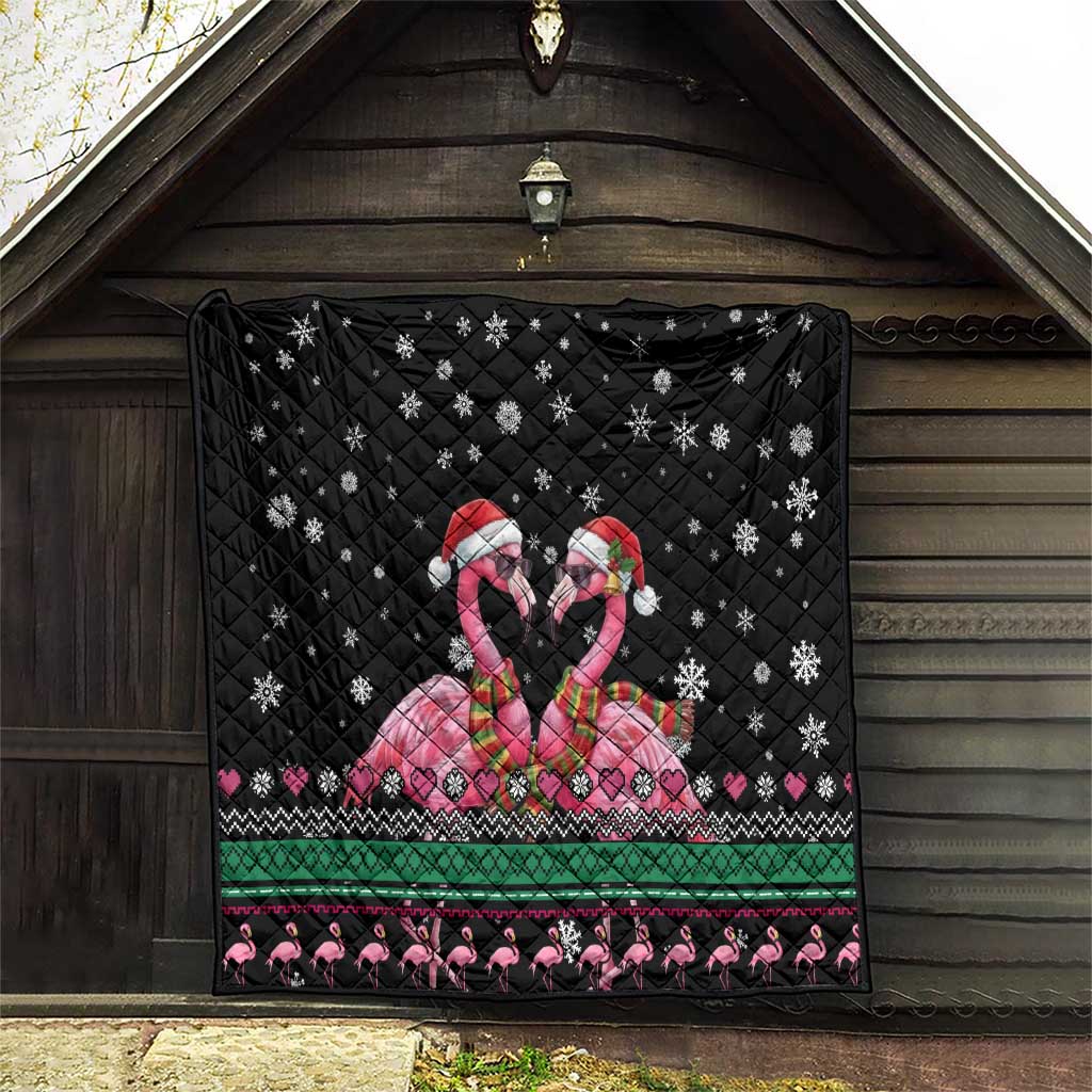 Flamingo Couple Christmas Quilt Xmas Holiday Patterns - Wonder Print Shop