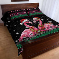 Flamingo Couple Christmas Quilt Bed Set Xmas Holiday Patterns - Wonder Print Shop