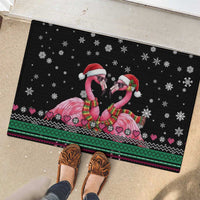 Flamingo Couple Christmas Rubber Doormat Xmas Holiday Patterns - Wonder Print Shop
