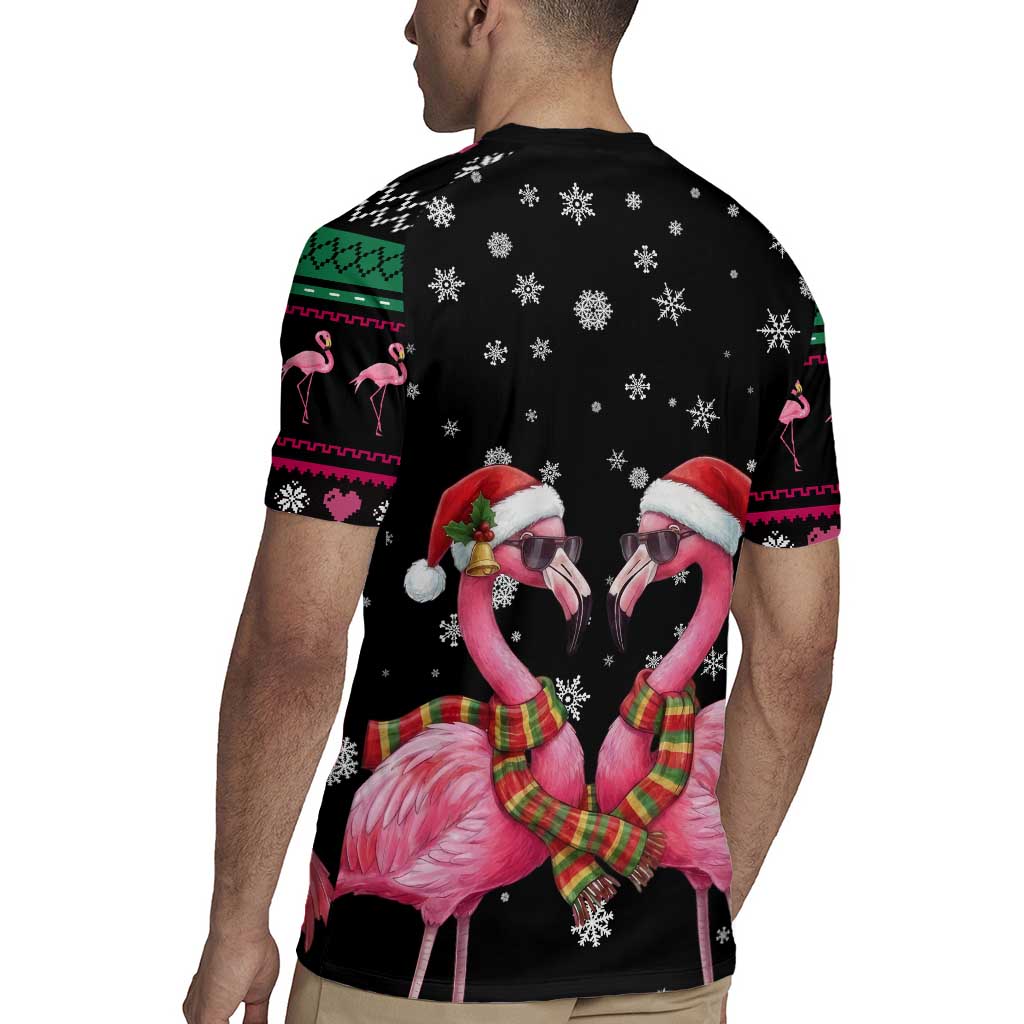 Flamingo Couple Christmas Rugby Jersey Xmas Holiday Patterns - Wonder Print Shop