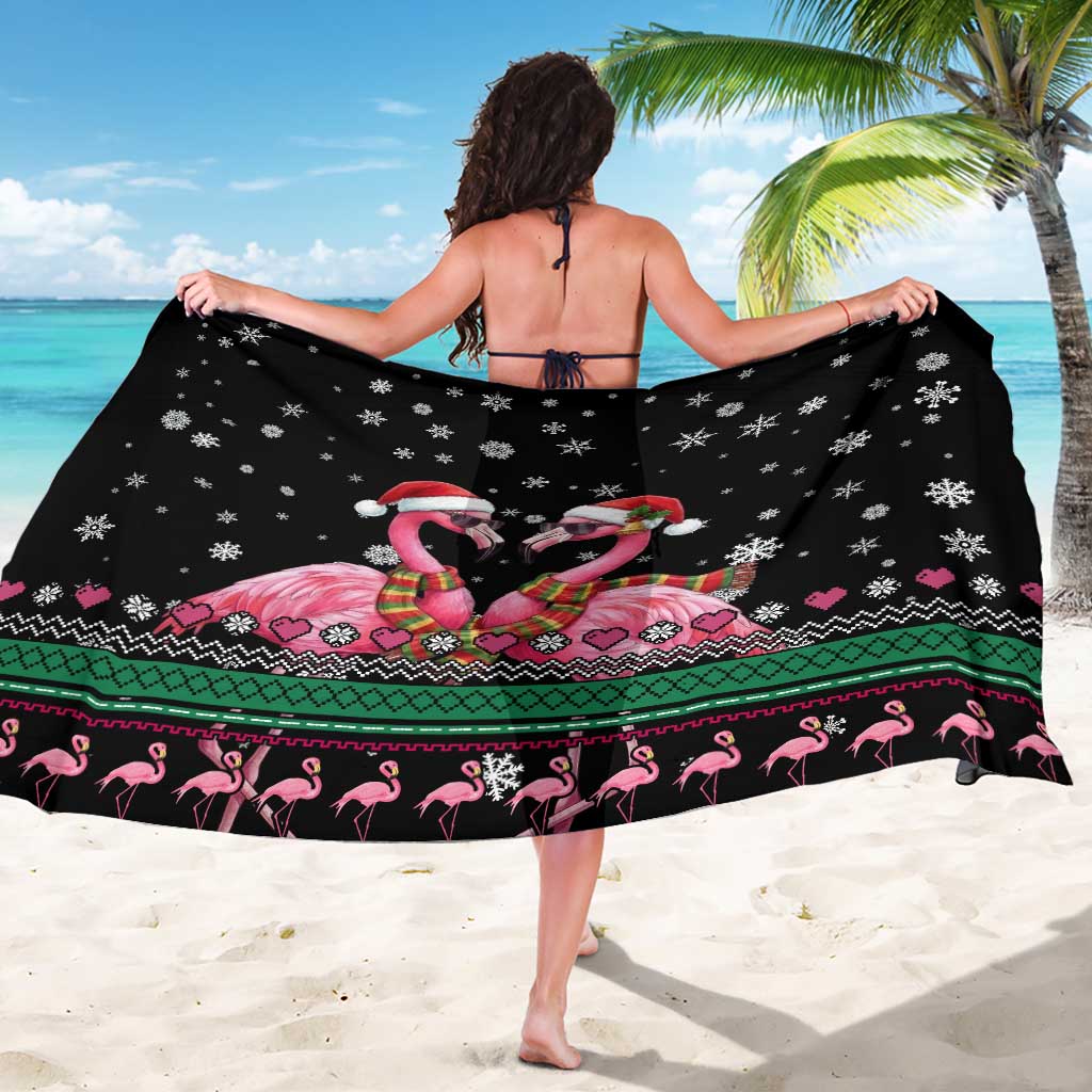 Flamingo Couple Christmas Sarong Xmas Holiday Patterns - Wonder Print Shop