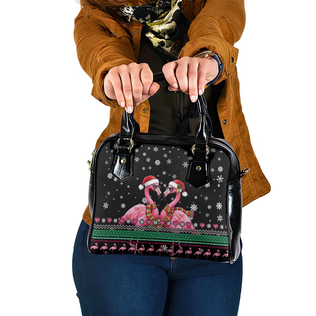 Flamingo Couple Christmas Shoulder Handbag Xmas Holiday Patterns - Wonder Print Shop