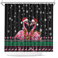 Flamingo Couple Christmas Shower Curtain Xmas Holiday Patterns - Wonder Print Shop