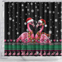 Flamingo Couple Christmas Shower Curtain Xmas Holiday Patterns - Wonder Print Shop