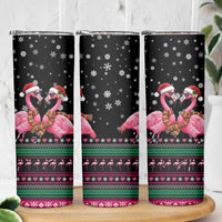 Flamingo Couple Christmas Skinny Tumbler Xmas Holiday Patterns - Wonder Print Shop