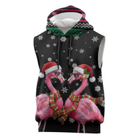Flamingo Couple Christmas Sleeveless Hoodie Xmas Holiday Patterns - Wonder Print Shop