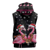 Flamingo Couple Christmas Sleeveless Zip Hoodie Xmas Holiday Patterns - Wonder Print Shop