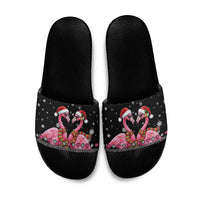 Flamingo Couple Christmas Slide Sandals Xmas Holiday Patterns - Wonder Print Shop