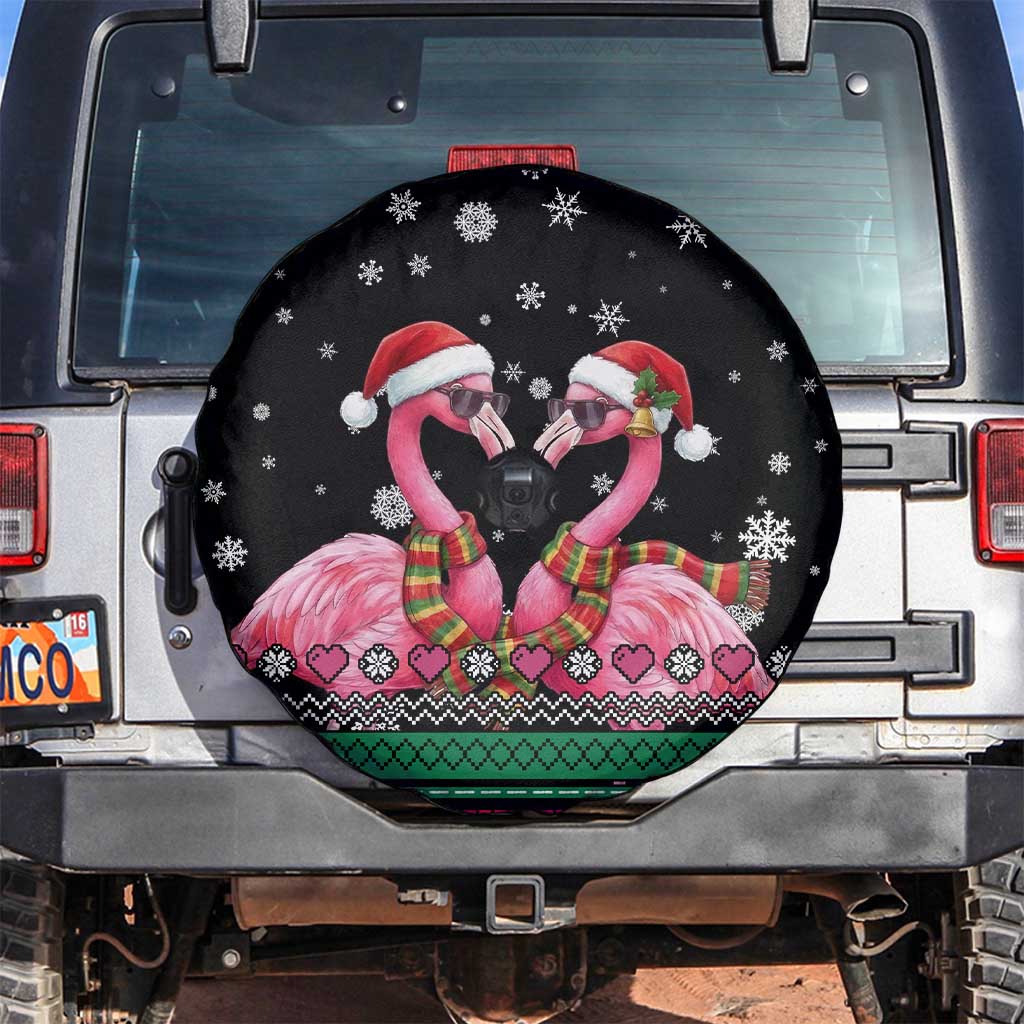 Flamingo Couple Christmas Spare Tire Cover Xmas Holiday Patterns - Wonder Print Shop