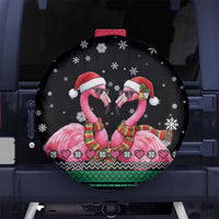 Flamingo Couple Christmas Spare Tire Cover Xmas Holiday Patterns - Wonder Print Shop