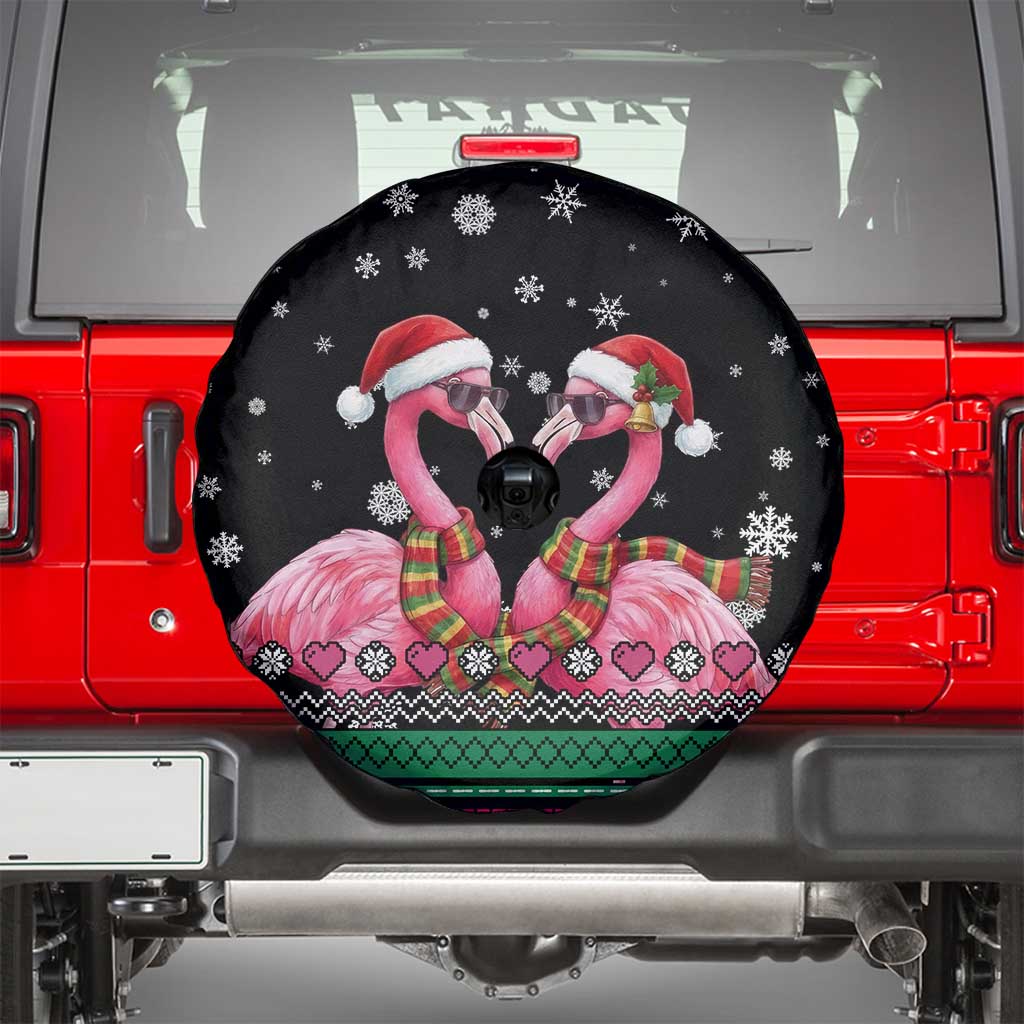 Flamingo Couple Christmas Spare Tire Cover Xmas Holiday Patterns - Wonder Print Shop