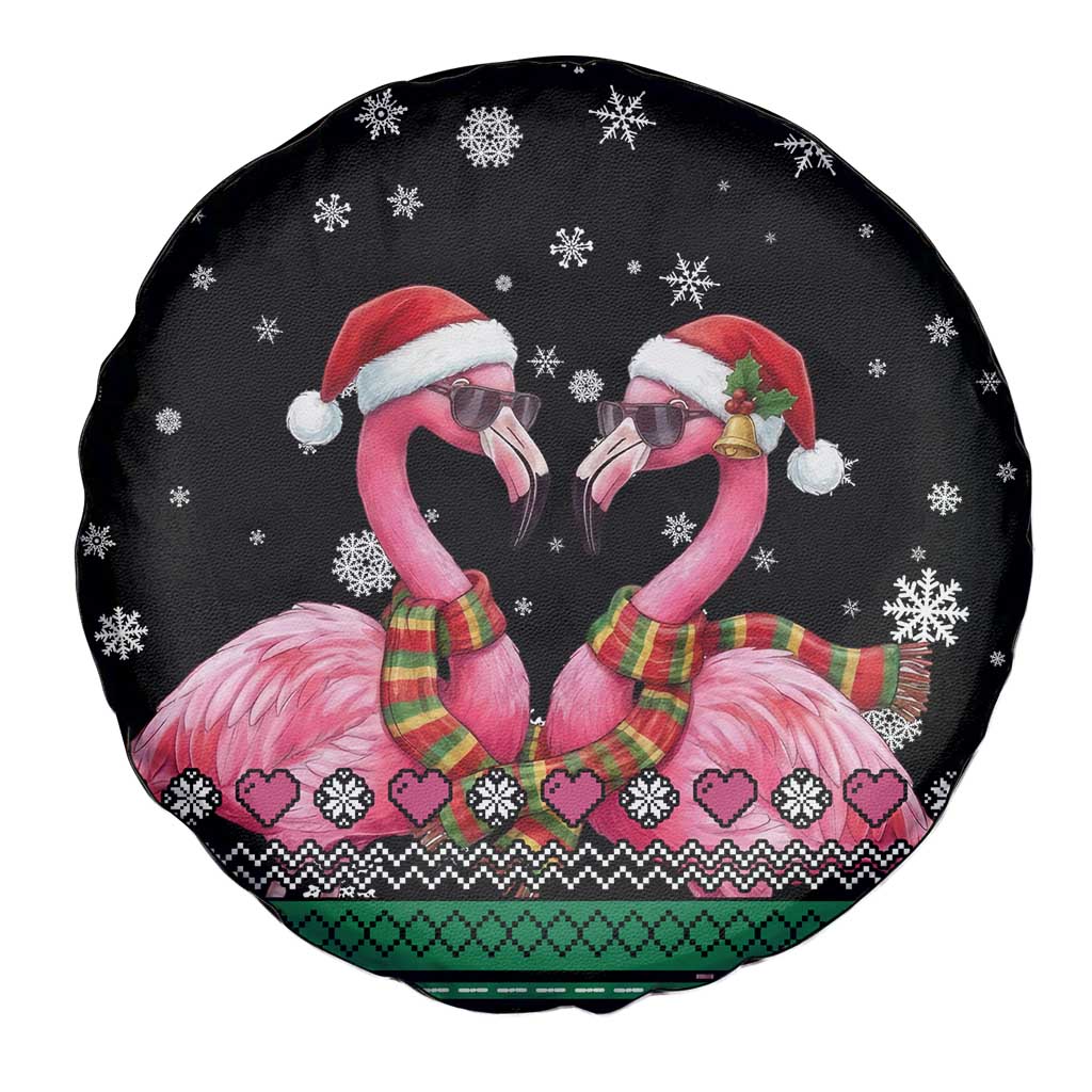 Flamingo Couple Christmas Spare Tire Cover Xmas Holiday Patterns - Wonder Print Shop