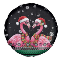 Flamingo Couple Christmas Spare Tire Cover Xmas Holiday Patterns - Wonder Print Shop
