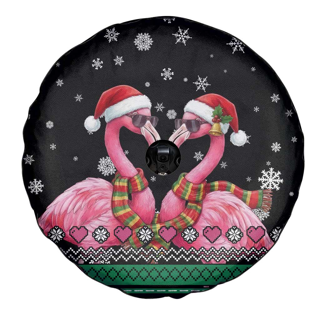 Flamingo Couple Christmas Spare Tire Cover Xmas Holiday Patterns - Wonder Print Shop