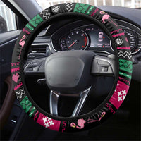 Flamingo Couple Christmas Steering Wheel Cover Xmas Holiday Patterns - Wonder Print Shop