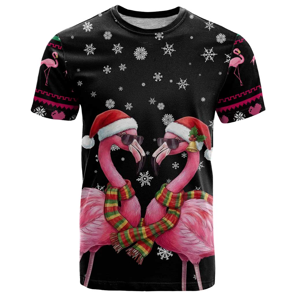 Flamingo Couple Christmas T Shirt Xmas Holiday Patterns - Wonder Print Shop
