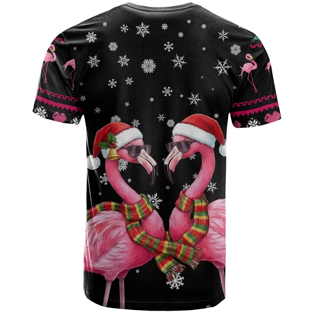 Flamingo Couple Christmas T Shirt Xmas Holiday Patterns - Wonder Print Shop