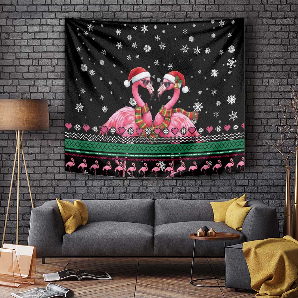 Flamingo Couple Christmas Tapestry Xmas Holiday Patterns - Wonder Print Shop