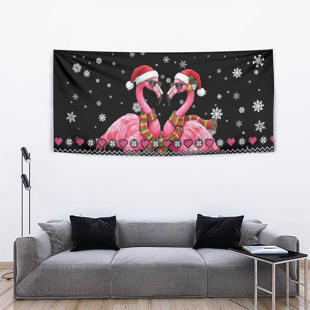 Flamingo Couple Christmas Tapestry Xmas Holiday Patterns - Wonder Print Shop