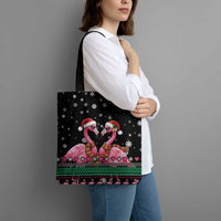 Flamingo Couple Christmas Tote Bag Xmas Holiday Patterns - Wonder Print Shop