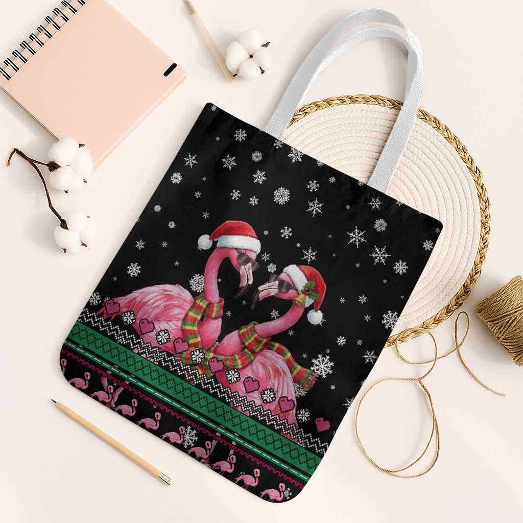 Flamingo Couple Christmas Tote Bag Xmas Holiday Patterns - Wonder Print Shop