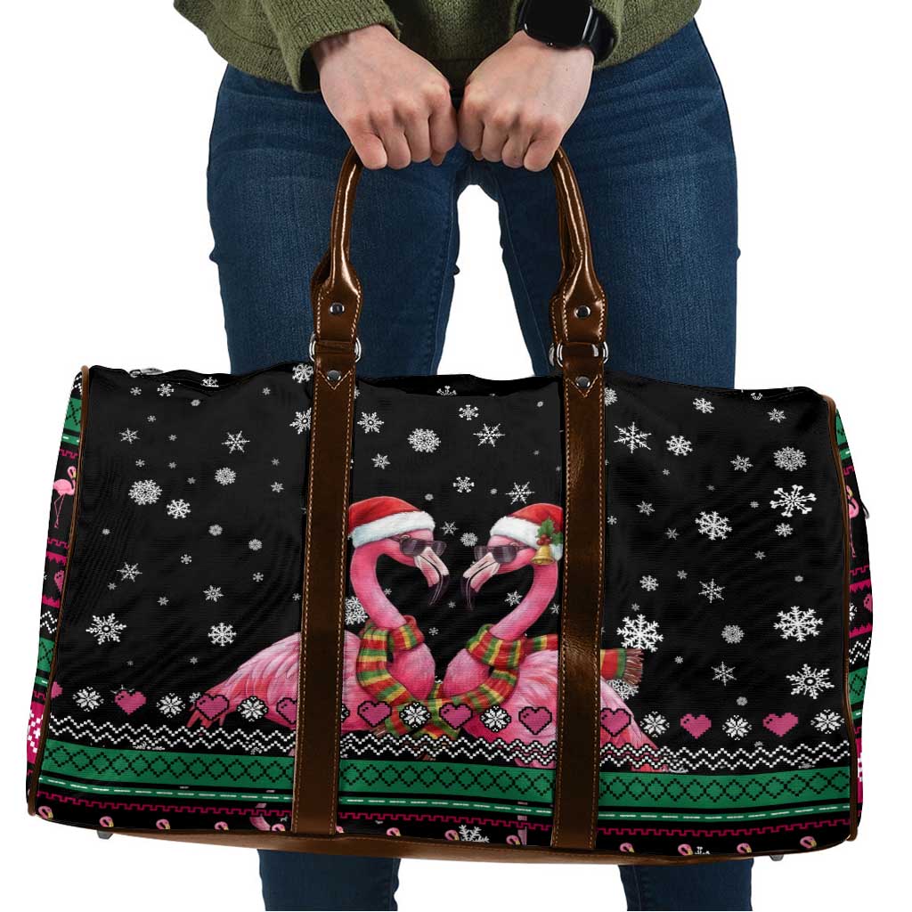 Flamingo Couple Christmas Travel Bag Xmas Holiday Patterns - Wonder Print Shop