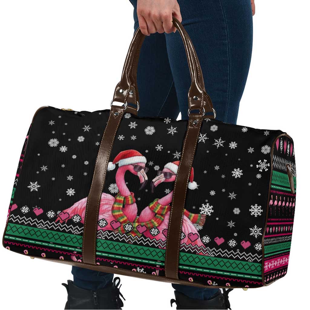 Flamingo Couple Christmas Travel Bag Xmas Holiday Patterns - Wonder Print Shop