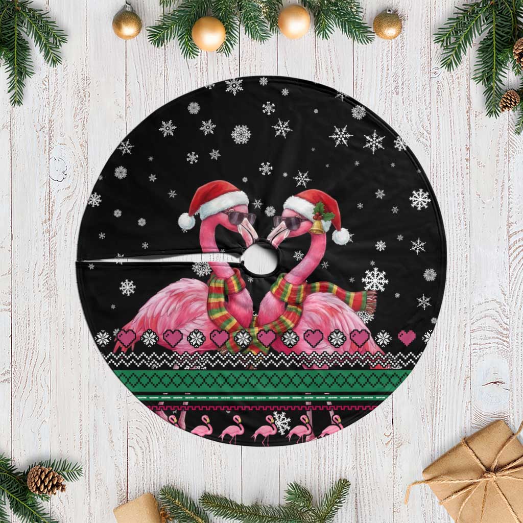 Flamingo Couple Christmas Tree Skirt Xmas Holiday Patterns - Wonder Print Shop