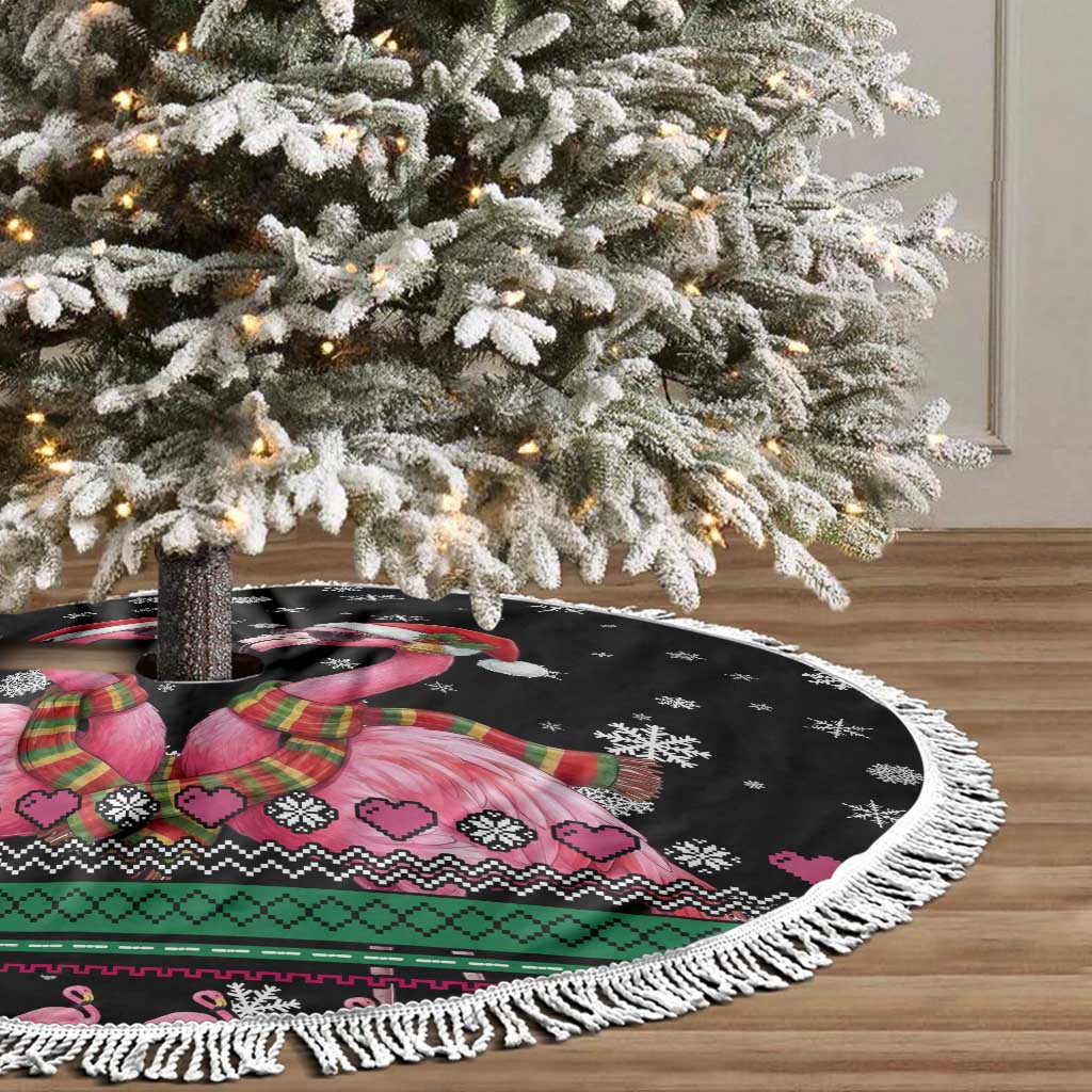 Flamingo Couple Christmas Tree Skirt Xmas Holiday Patterns - Wonder Print Shop