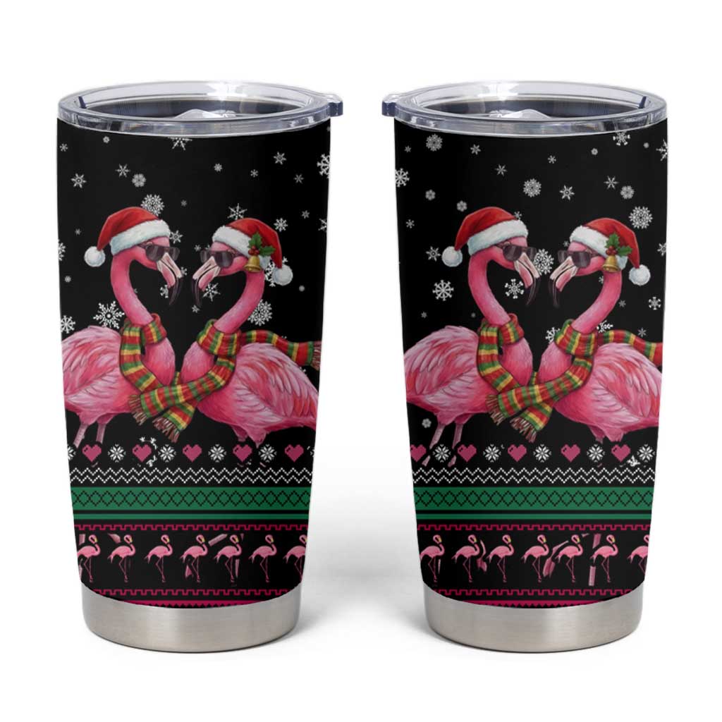 Flamingo Couple Christmas Tumbler Cup Xmas Holiday Patterns - Wonder Print Shop