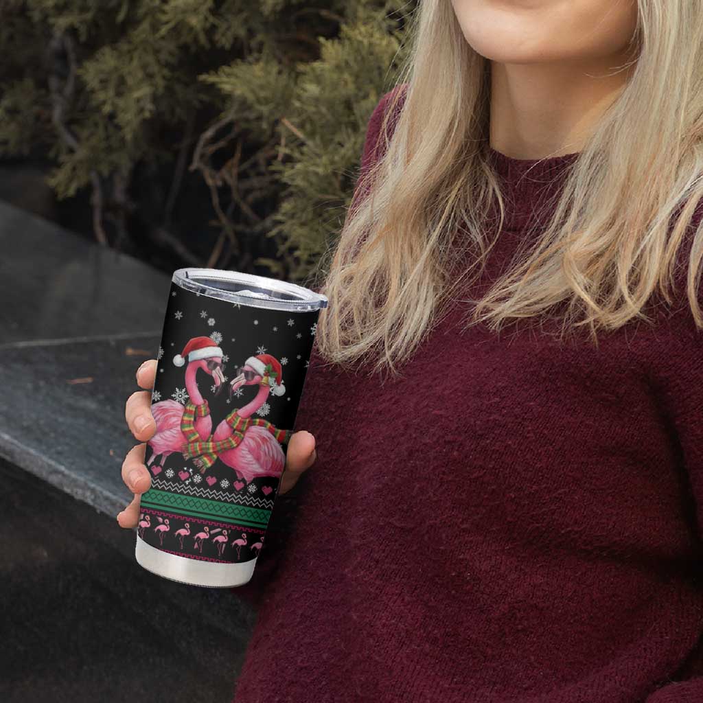 Flamingo Couple Christmas Tumbler Cup Xmas Holiday Patterns - Wonder Print Shop