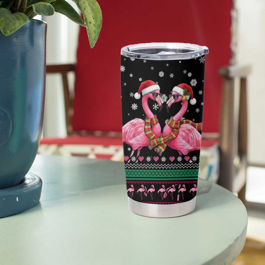 Flamingo Couple Christmas Tumbler Cup Xmas Holiday Patterns - Wonder Print Shop
