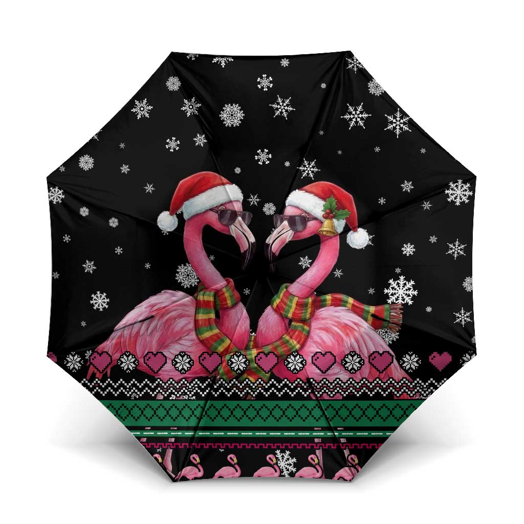 Flamingo Couple Christmas Umbrella Xmas Holiday Patterns - Wonder Print Shop
